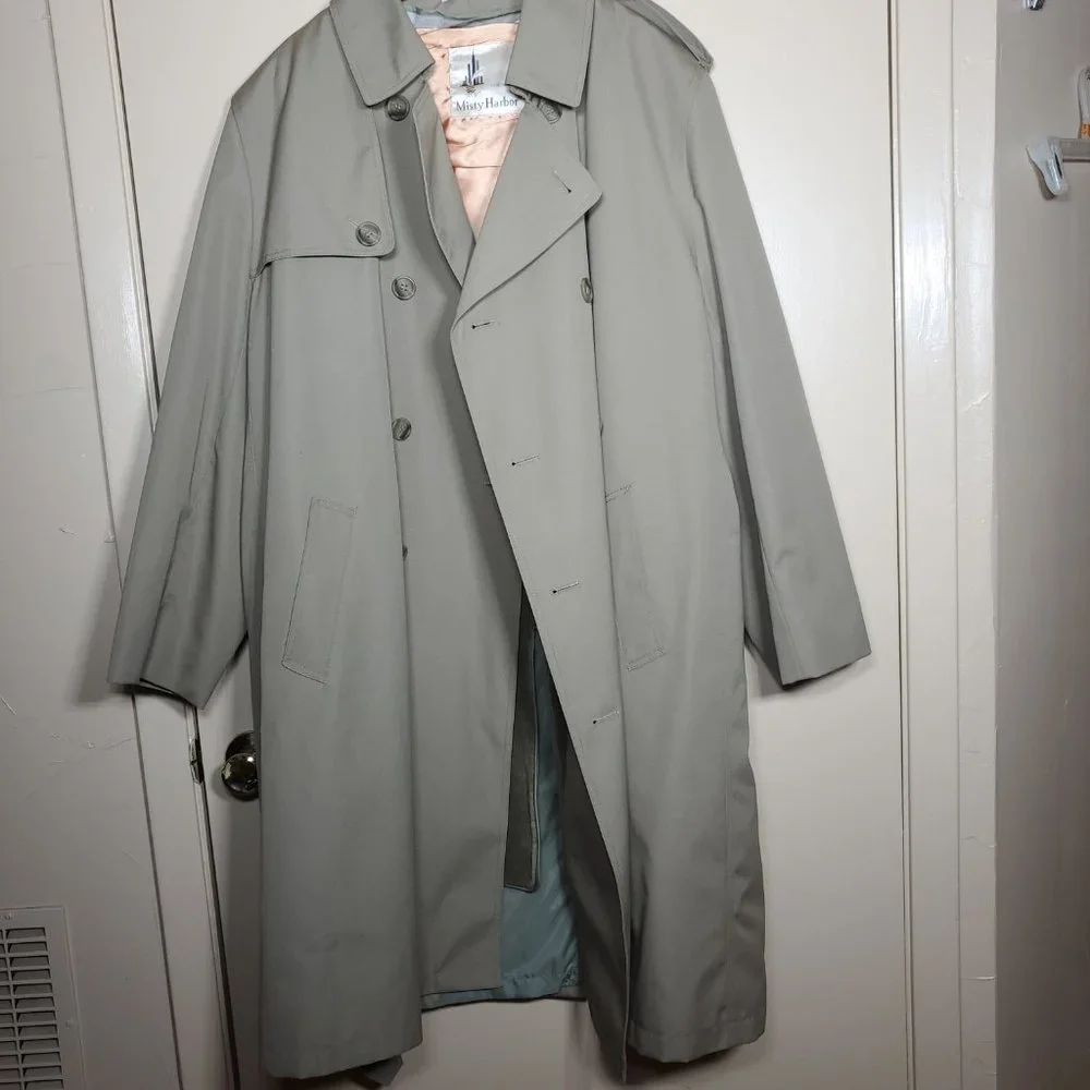 Vintage 80's Men's Beige Double Breasted Trench Coat - 46R - Misty Harbor - Like - Picture 13 of 14